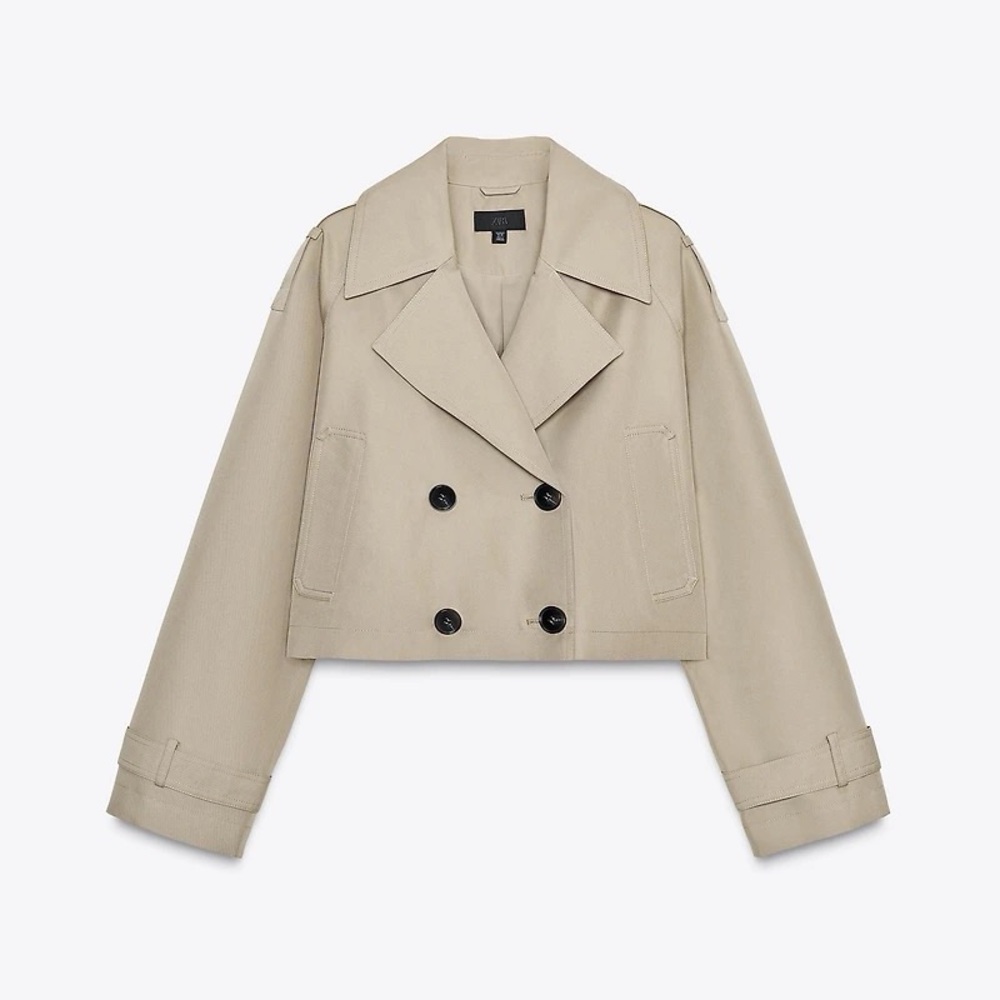 Zara cropped wrap jacket in taupe brown  XL